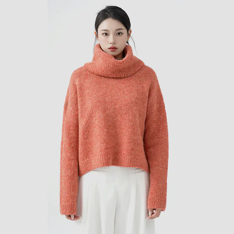 Orange Loose Neck Pullover Sweater
